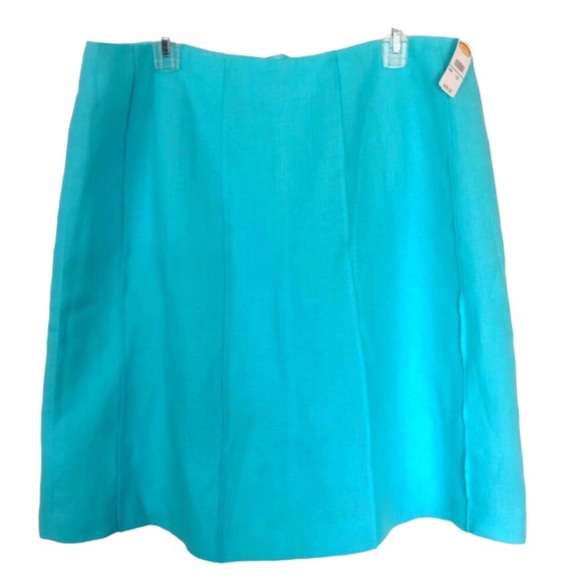 Talbots Aqua Blue Seamed Linen Skirt Size 18 - Picture 6 of 16